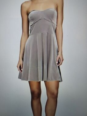 GAP Strapless Taupe/Gray Fit-and-Flare Dress